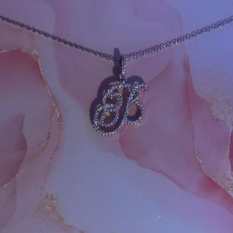 Custom Script Initial Necklace - Personalized Initial Necklace Silver Pendant Necklace Stainless Steel Pendant Necklace Day Jewelry