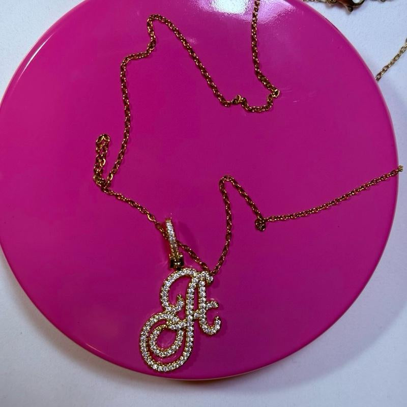 Custom Script Initial Necklace - Personalized Initial Necklace Silver Pendant Necklace Stainless Steel Pendant Necklace Day Jewelry
