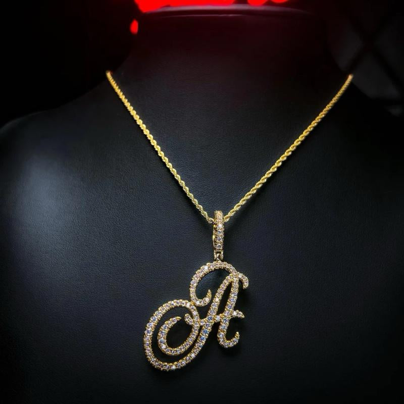 Custom Script Initial Necklace - Personalized Initial Necklace Silver Pendant Necklace Stainless Steel Pendant Necklace Day Jewelry